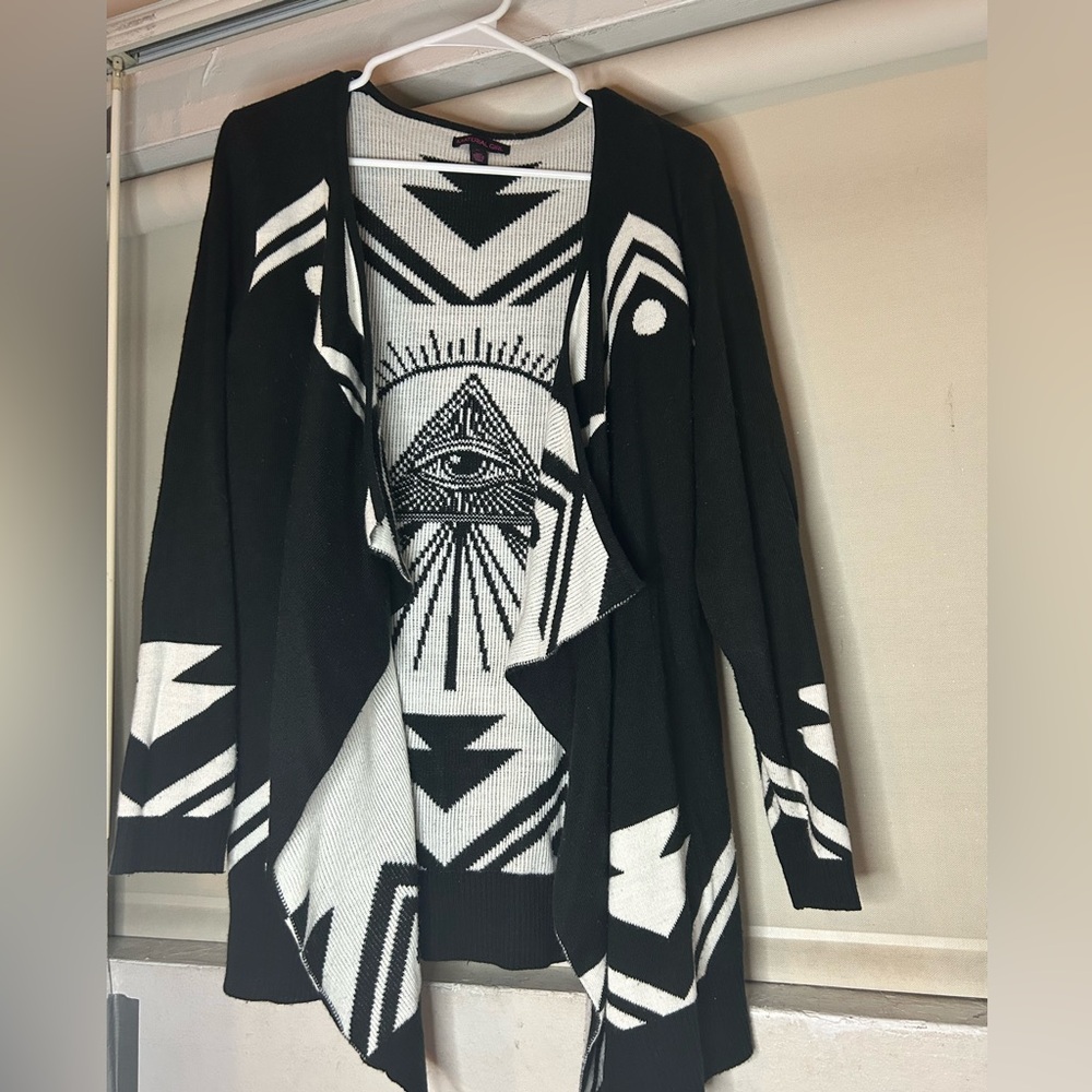 Material Girl Black and White Patterned Cardigan